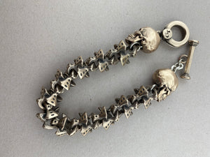 Bronze Vertebrae bracelet w/ Skulls