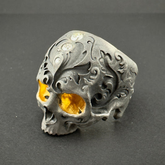 VIP Blackened Baroque Skull with Diamonds