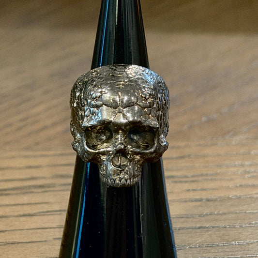 Size 5 Black Rhodium Japanese Garden Skull On Hand