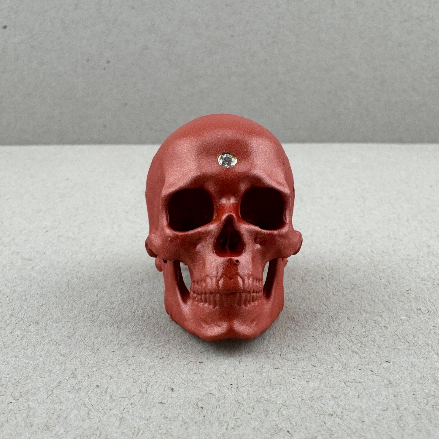 Sz8 Red Orange Ceramic on Brass w/cz SIAFullJaw Ring