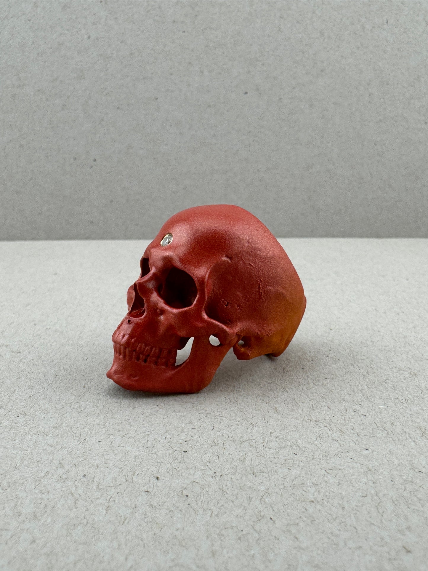 Sz8 Red Orange Ceramic on Brass w/cz SIAFullJaw Ring