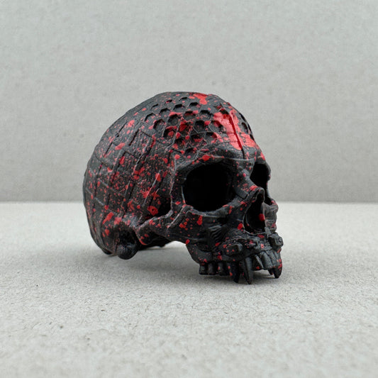 Sz10.5 Blk/Red Splatter Ceramic on Brass TechSkull.4 Ring