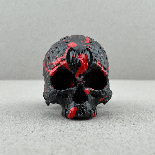 Sz10 Blk/Red Splatter Ceramic on Brass TechSkull.8 Ring