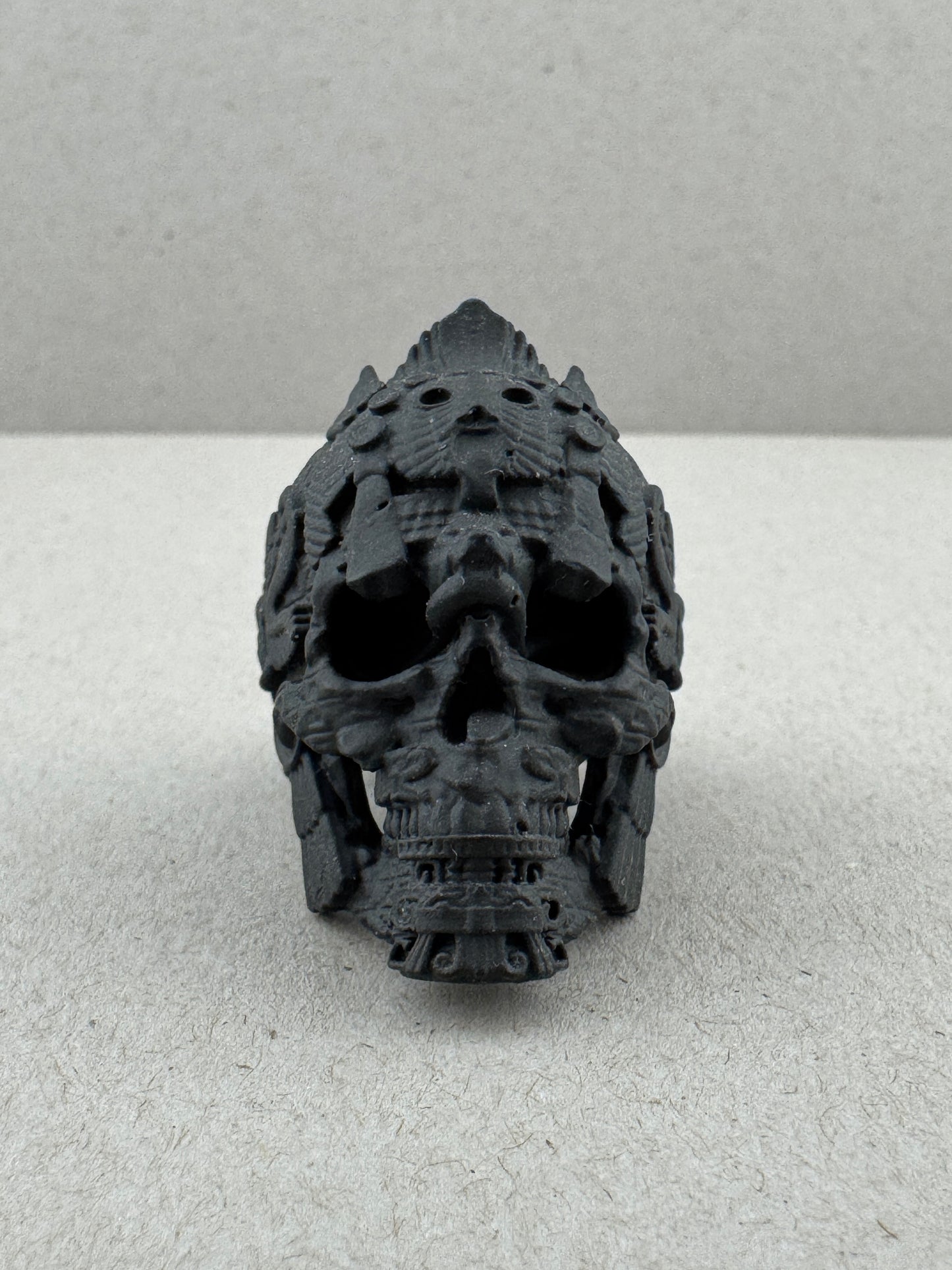 Sz7.5 Black Ceramic on Brass MesoSkull Ring
