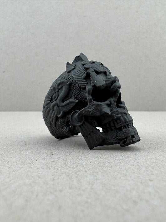 Black Ceramic Meso Skull Ring In Stock
