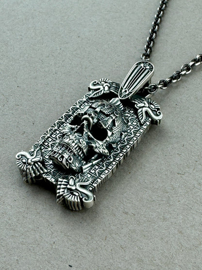 Meso Skull Tag Sterling Pendant