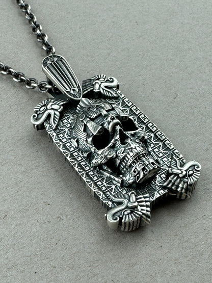Meso Skull Tag Sterling Pendant