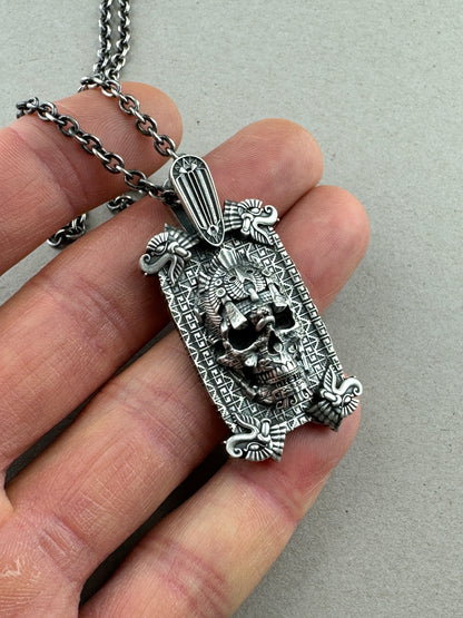 Meso Skull Tag Sterling Pendant