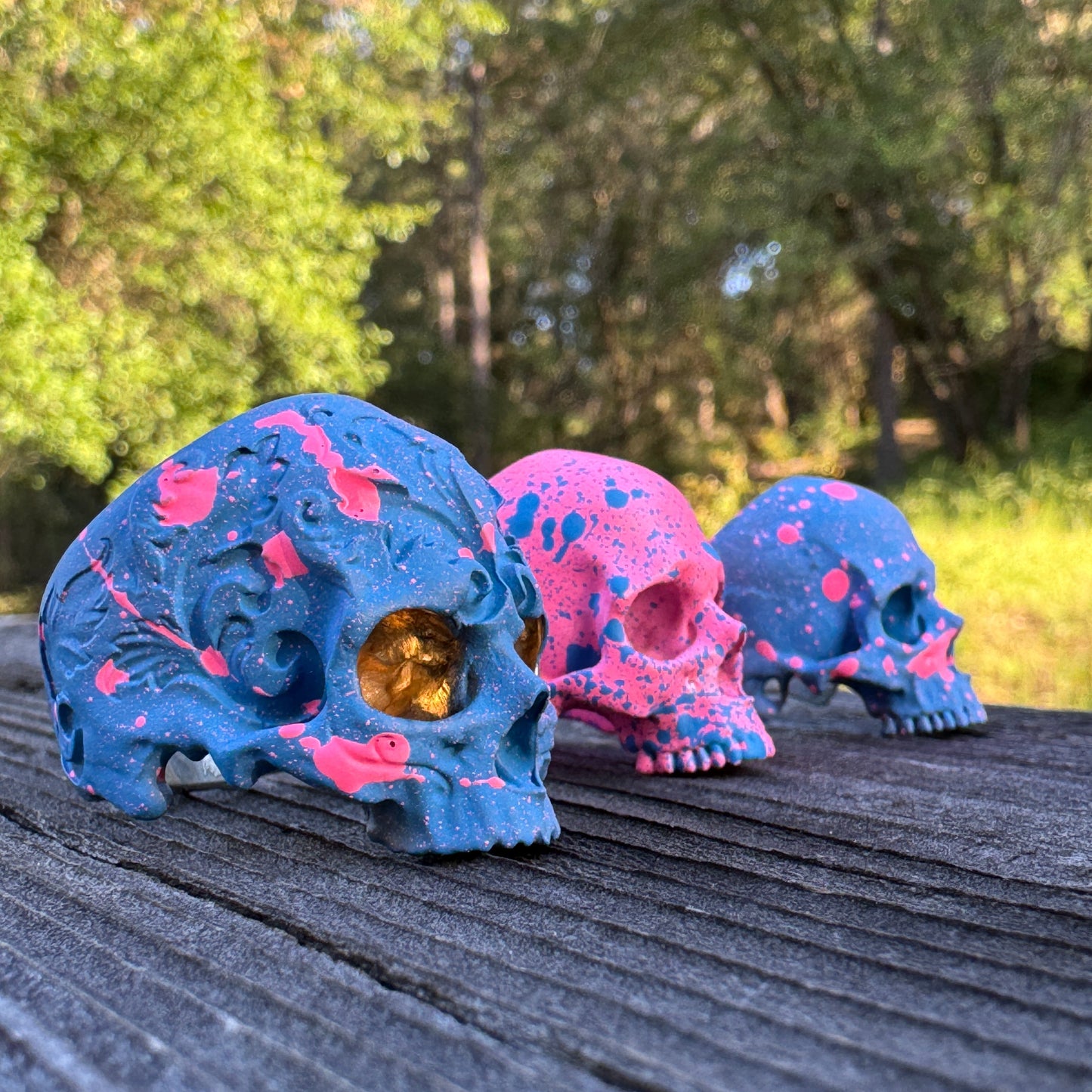 VIP Cotton Candy Skull Sterling w/ Gold Sockets