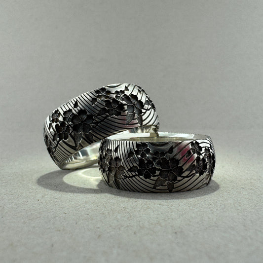 Cherry Blossom Band Sterling Silver