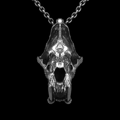 Saber Tooth Skull Sterling Pendant