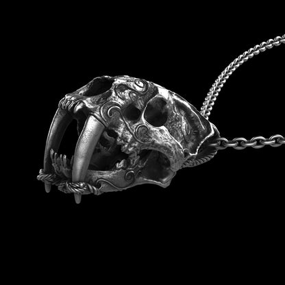 Saber Tooth Skull Sterling Pendant