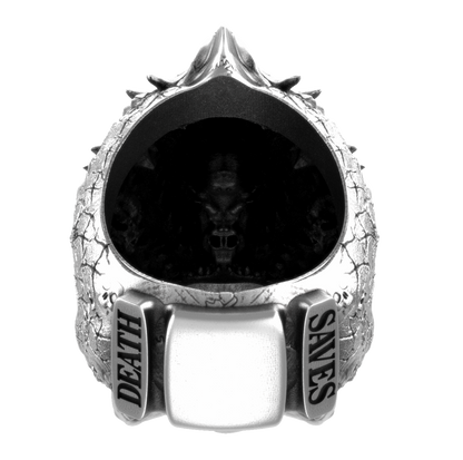 Cursed Skull Of The Dragon Wizard Ring | Silver