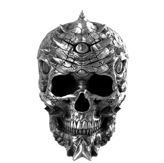 Cursed Skull Of The Dragon Wizard Ring | Silver