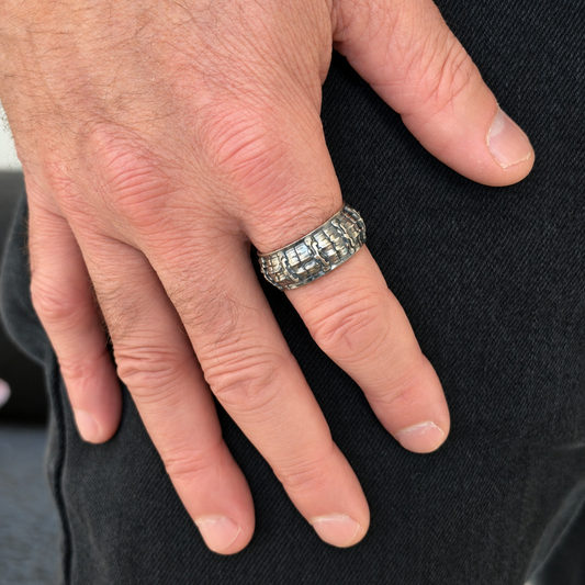 Croc Armor Band Sterling Silver