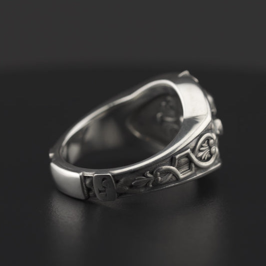 Skull Signet Ring Sterling Silver