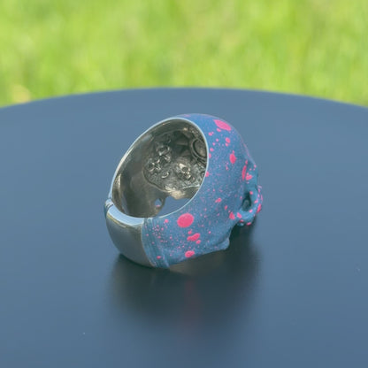 Sterling Silver Splatter Skull (Cotton Candy)