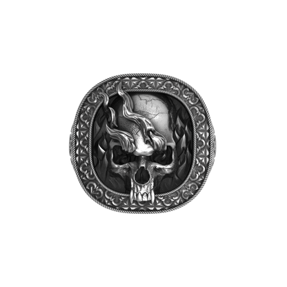 Smoking Skull Signet Ring
