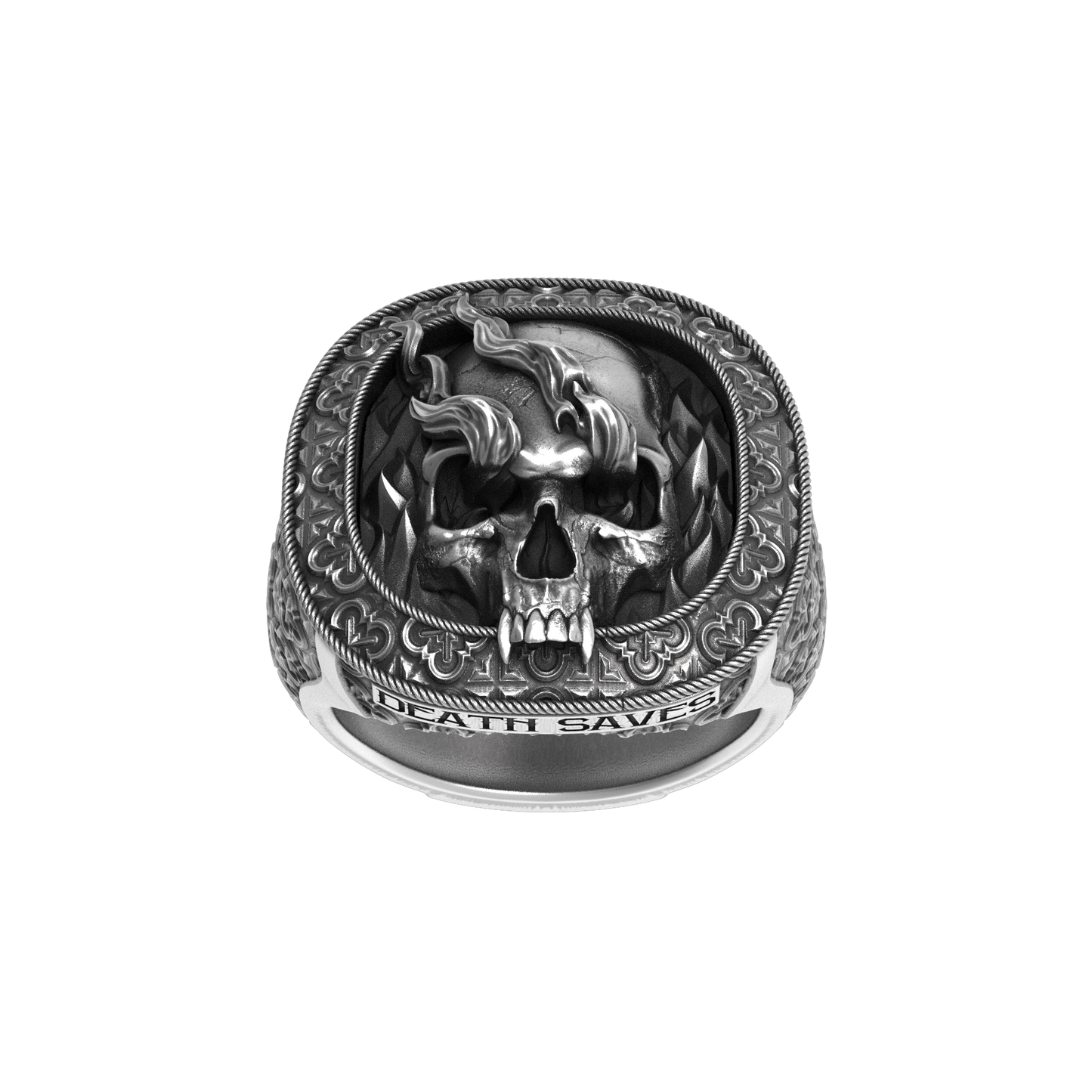 Smoking Skull Signet Ring