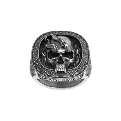 Smoking Skull Signet Ring