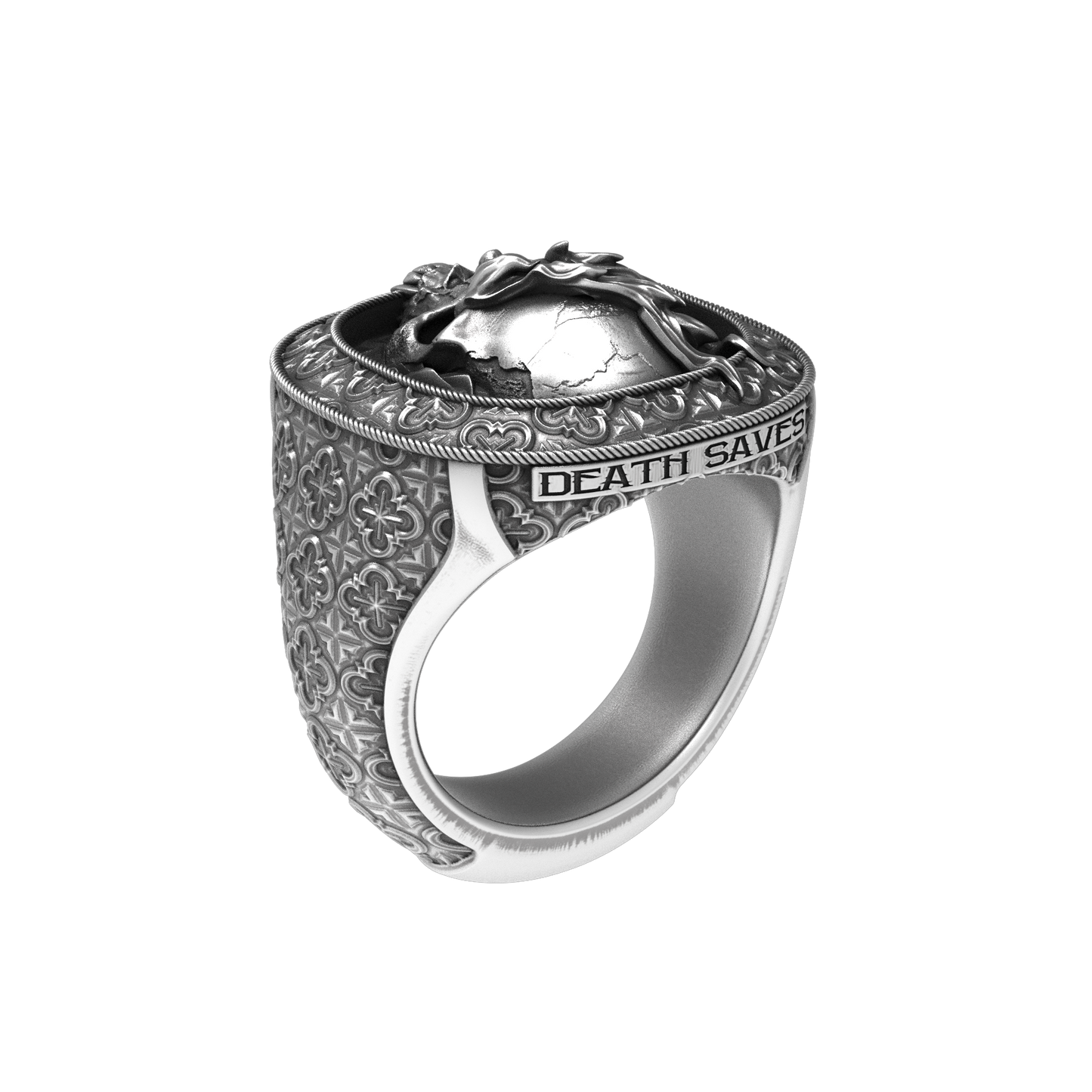 Smoking Skull Signet Ring