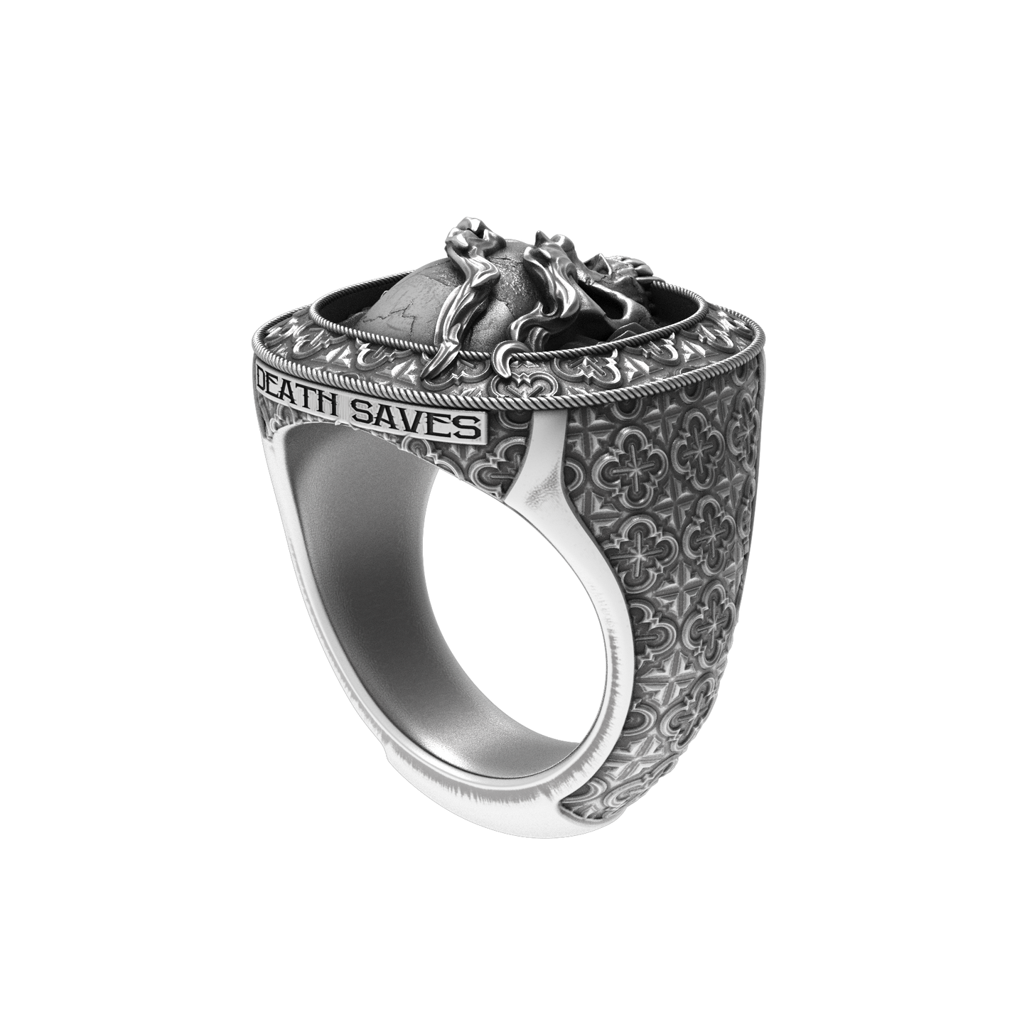 Smoking Skull Signet Ring