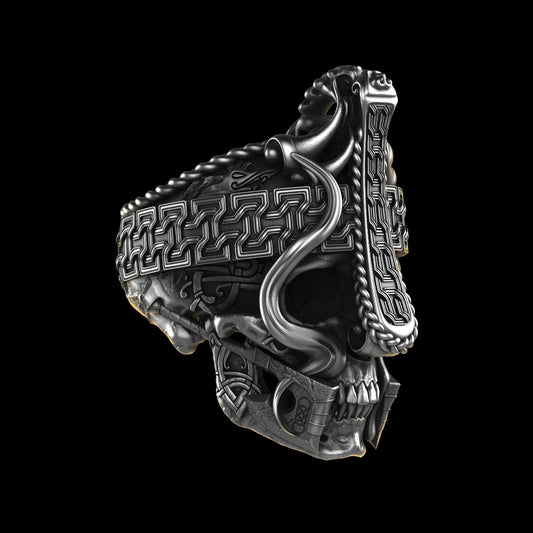 Nordic ViKing Skull Ring Sterling Silver