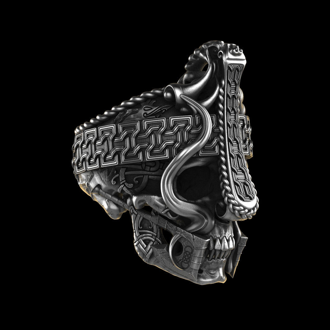 Nordic ViKing Skull Ring Sterling Silver