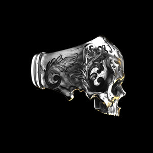 Baroque Skull Ring Sterling Silver