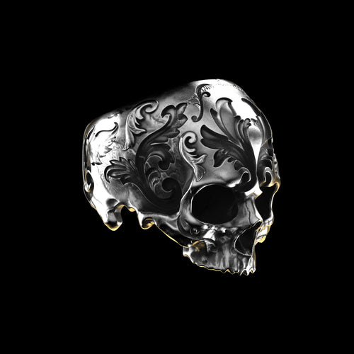 Baroque Skull Ring Sterling Silver