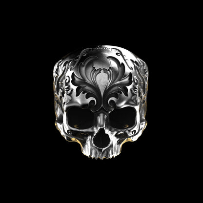 Anillo de calavera barroco de plata de ley