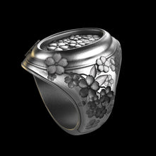 Load image into Gallery viewer, Sakura Signet Ring Sterling Silver