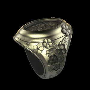 Brass Sakura Signet Ring