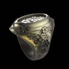 Load image into Gallery viewer, Brass Sakura Signet Ring
