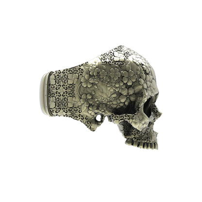 Brass Japanese Garden Skull Ring