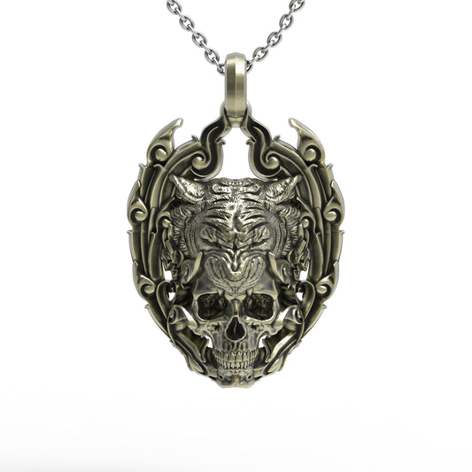 Brass TigerSkull Pendant