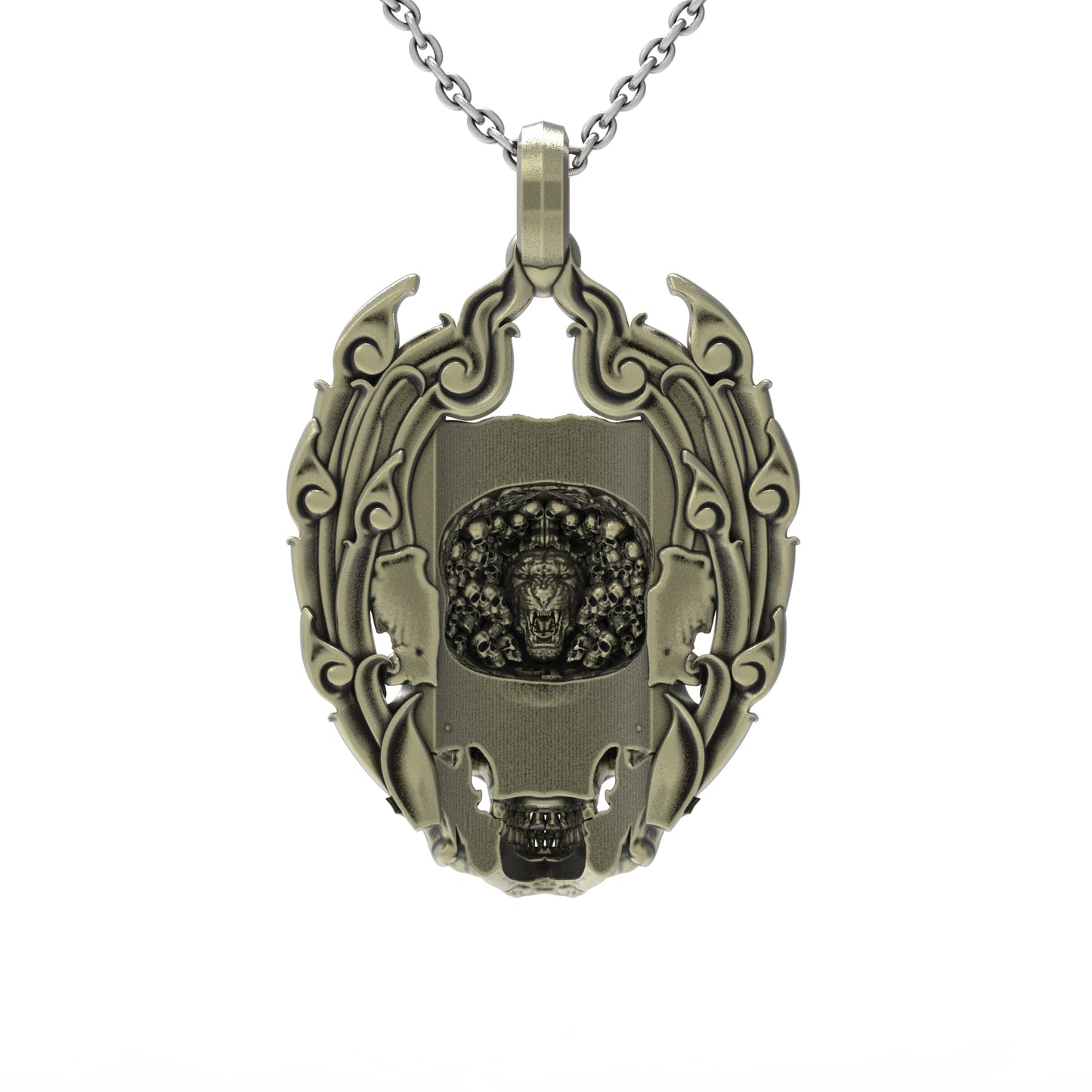 Brass TigerSkull Pendant