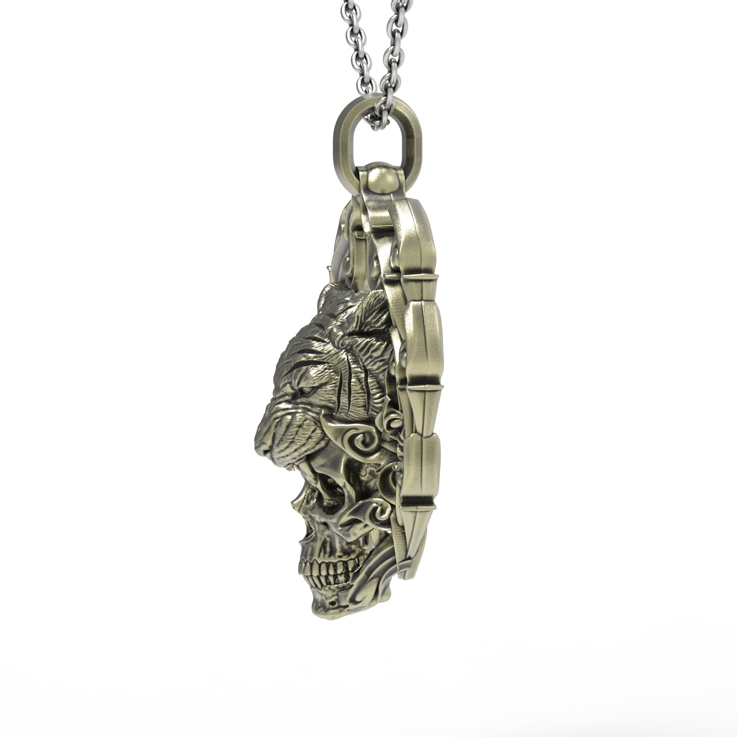 Brass TigerSkull Pendant