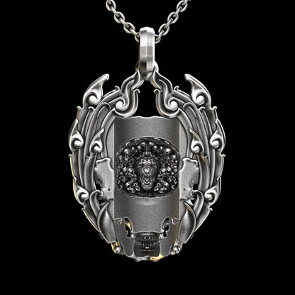 Tiger Skull Sterling Pendant