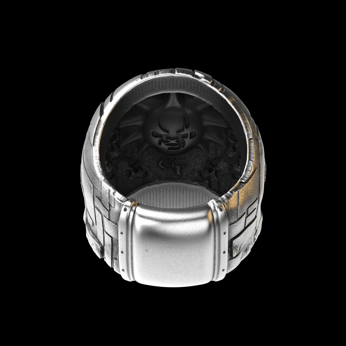 Anillo de calavera barroco de plata de ley