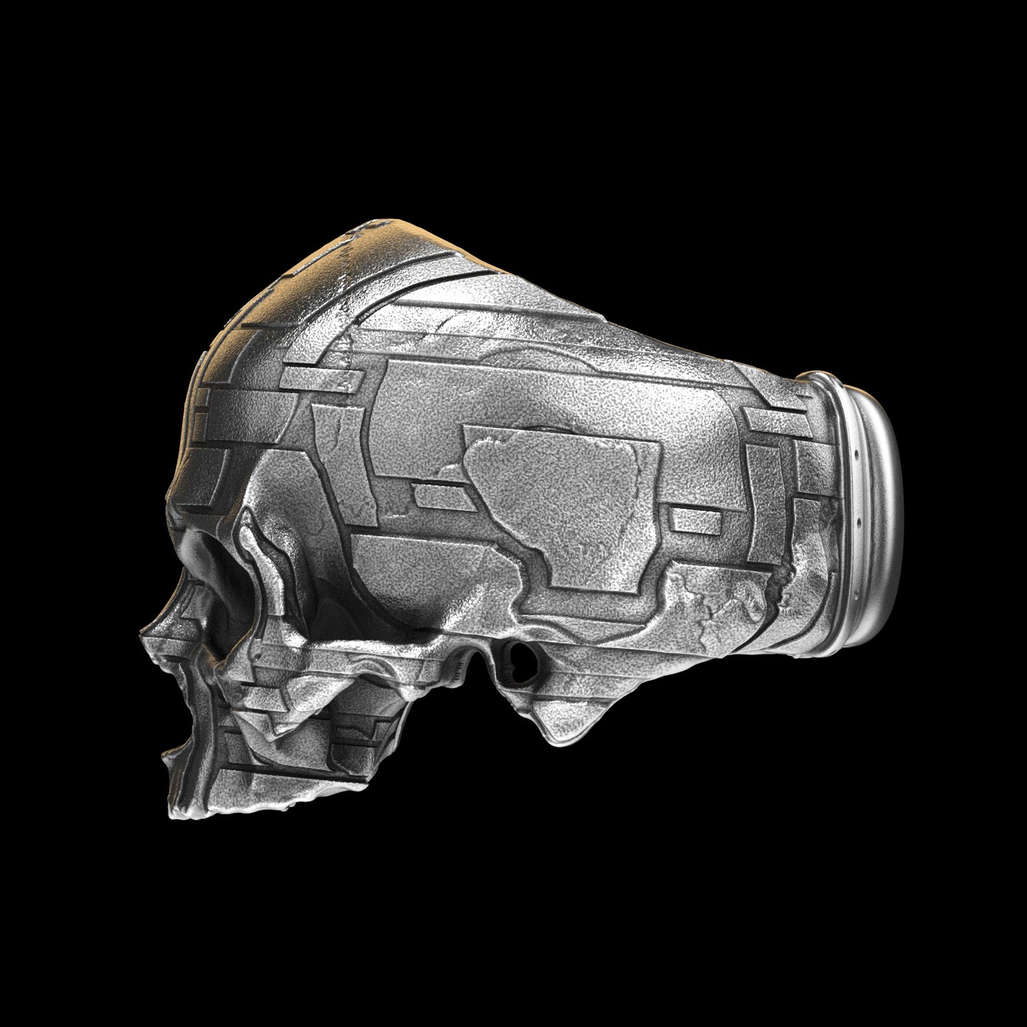 Anillo de calavera barroco de plata de ley