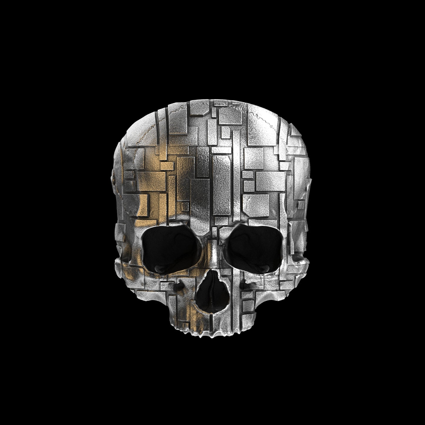 Anillo de calavera barroco de plata de ley