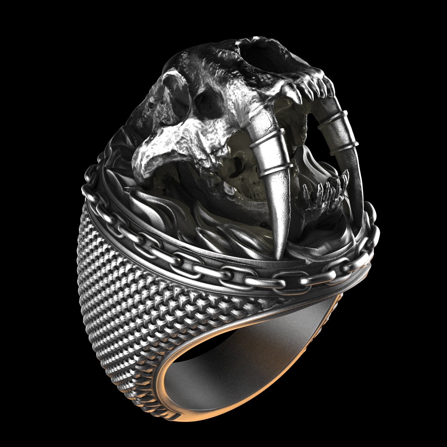 Saber Tooth Skull Ring