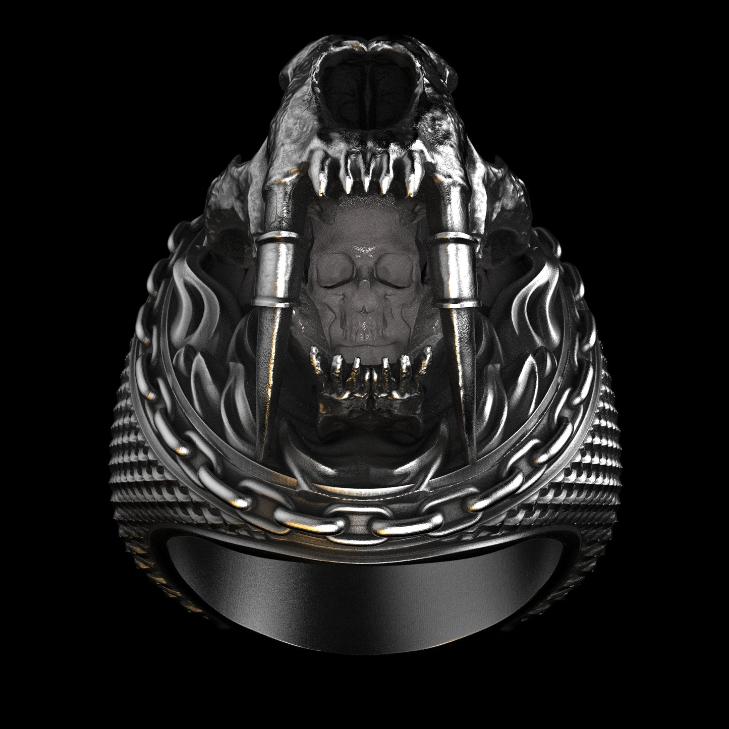 Saber Tooth Skull Ring