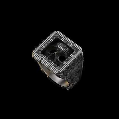 Portrait Skull Signet Ring Sterling Silver