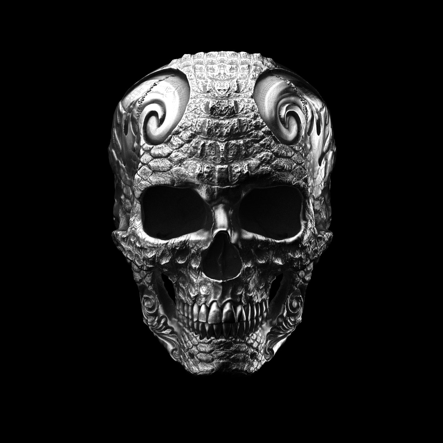 Size 10 Croc Skin Skull Ring Sterling Silver In Stock