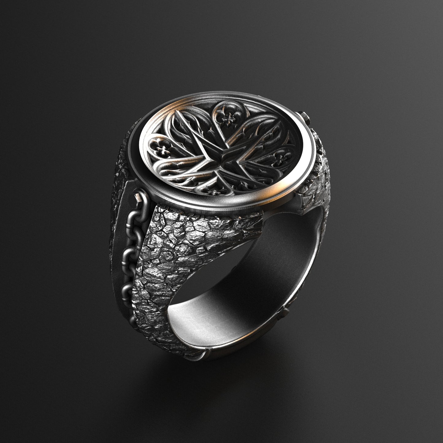 Tracery Signet Ring Sterling Silver