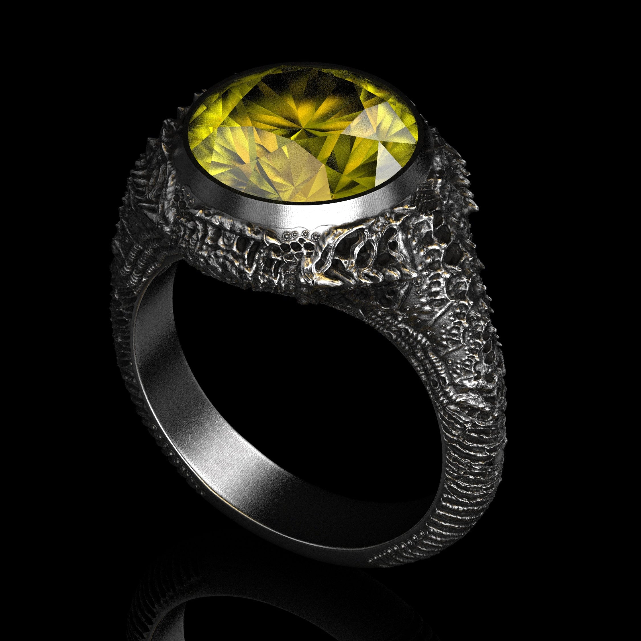 Alien Garnet Ring | UV-Reactive YAG in Sterling Silver | Geoff Thomas ...