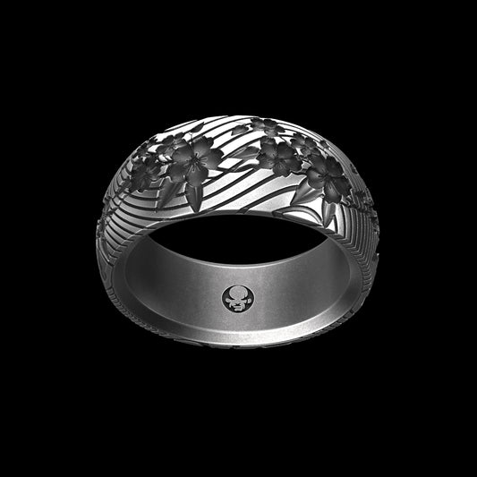 Cherry Blossom Band Sterling Silver