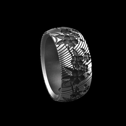 Cherry Blossom Band Sterling Silver
